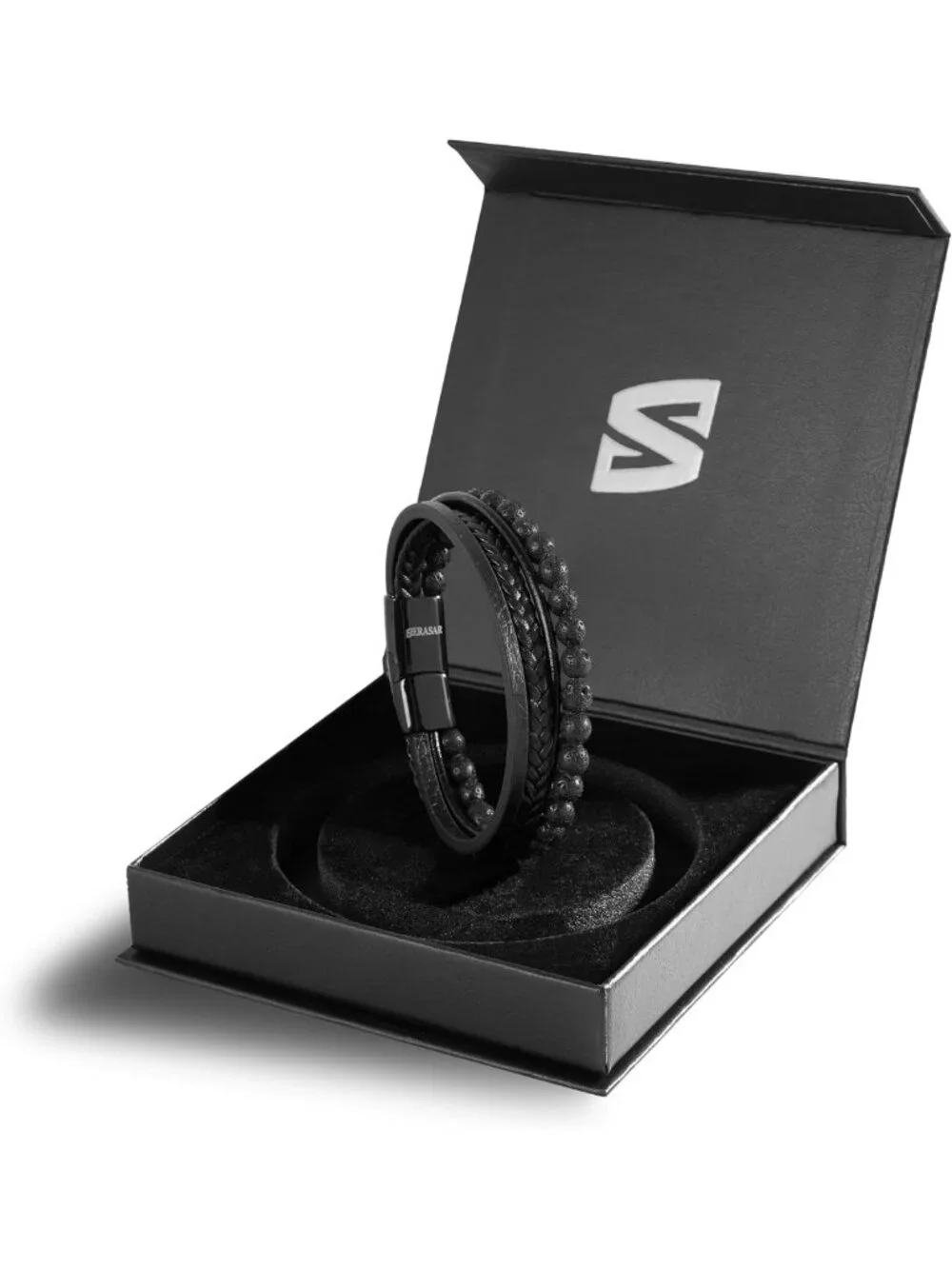Stylish Genuine Leather Bracelet for Men | Black & Brown | Magnetic Clasp & Gift